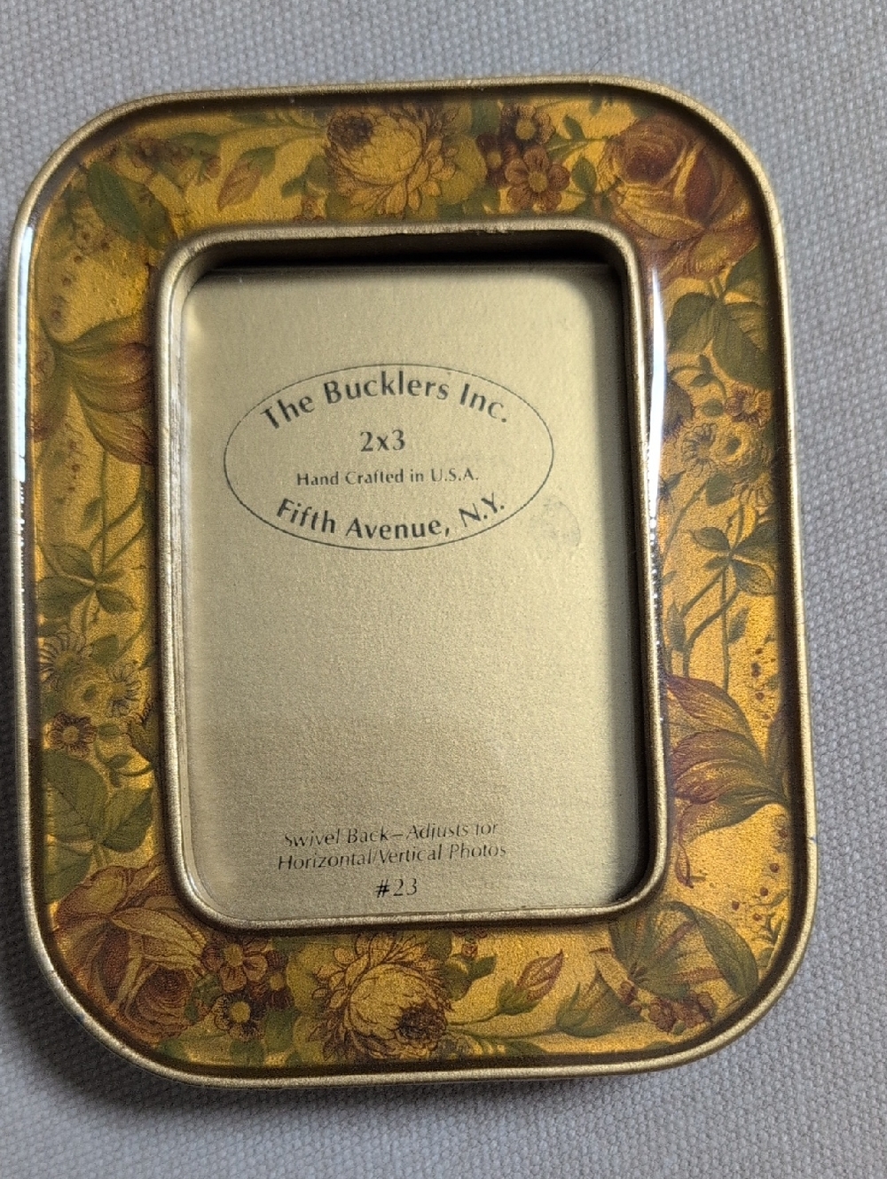 The Bucklers Gold Floral Picture Frame 2" X 3" Photo Opening Vintage